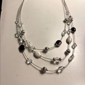 Silver, enamel and crystal necklace #005